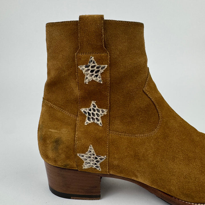 Saint Laurent SS2015 Psych Rock Brown Suede Star Wyatt Boots