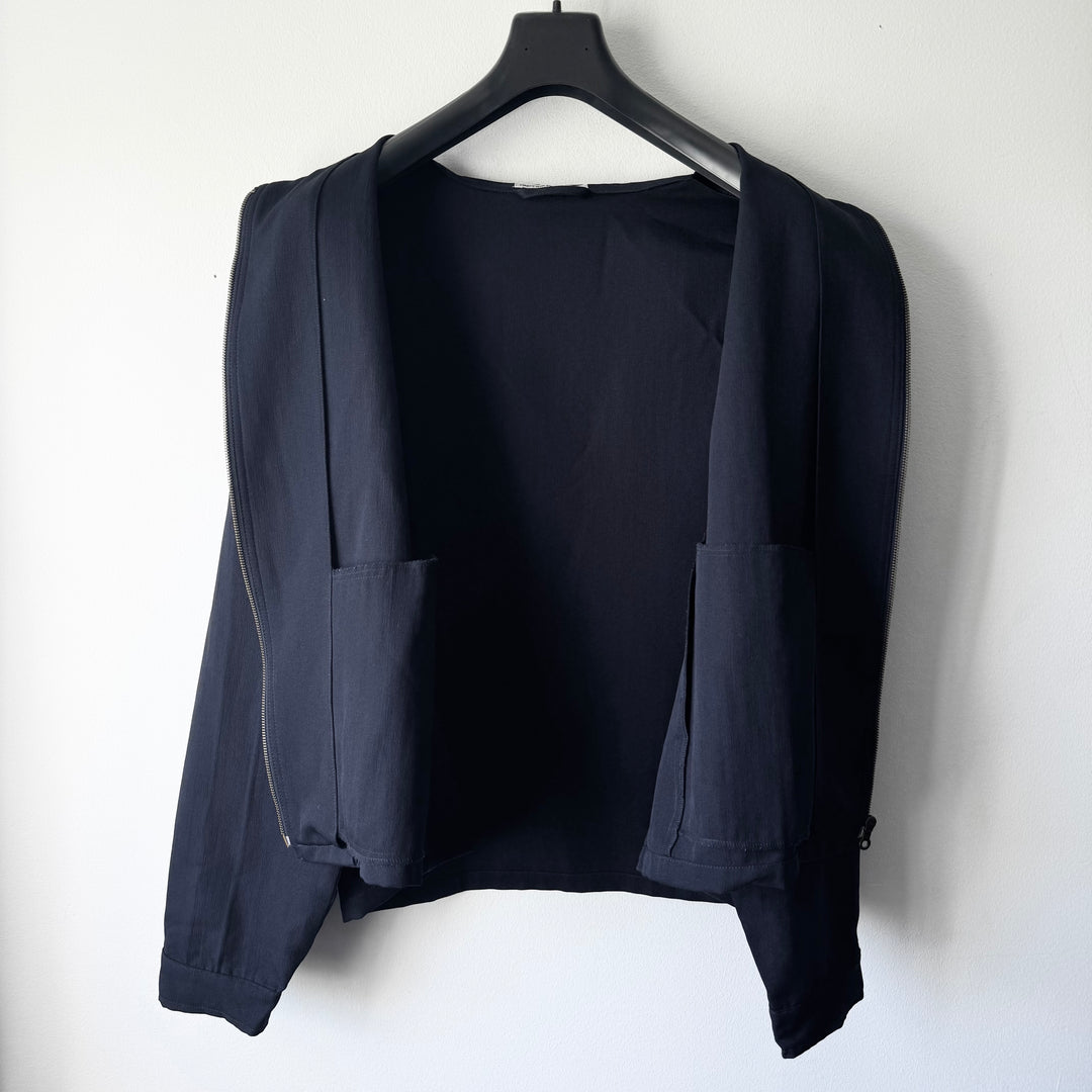 Emporio Armani 1990s Navy Polyester Boxy Blouson Jacket