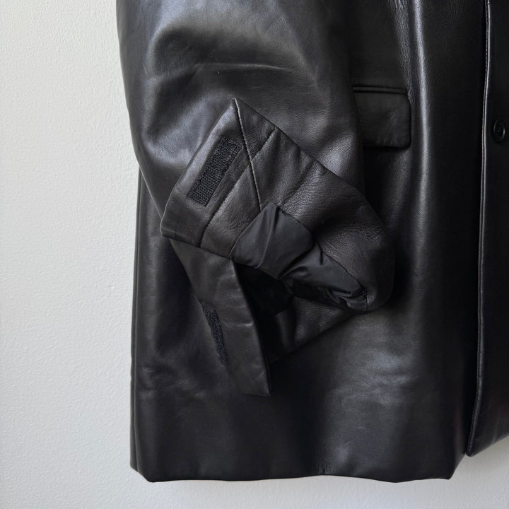 Prada FW1998 Black Lamb Leather Button-Up Overcoat Jacket