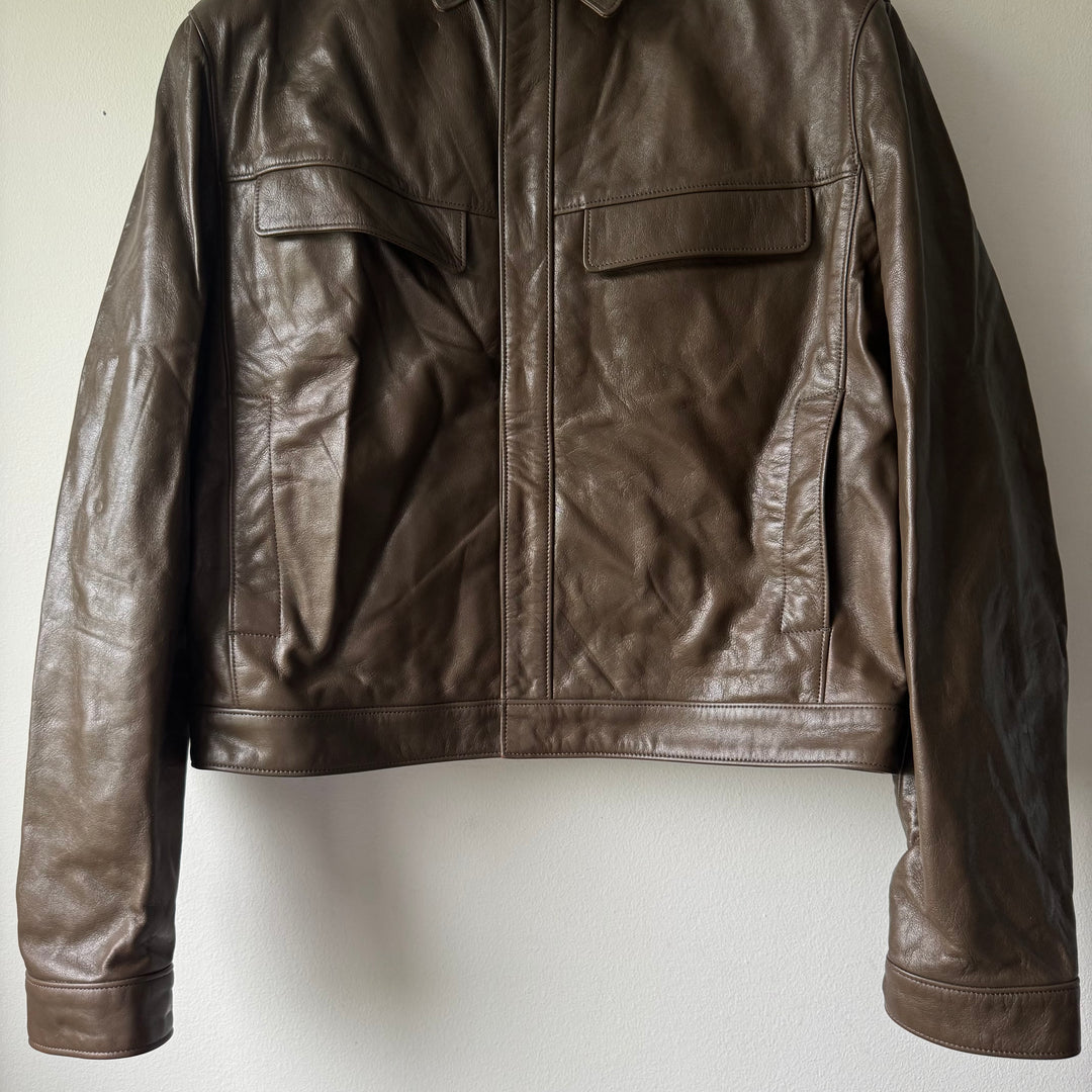 Lemaire Cropped Glazed Cow Leather Blouson Jacket