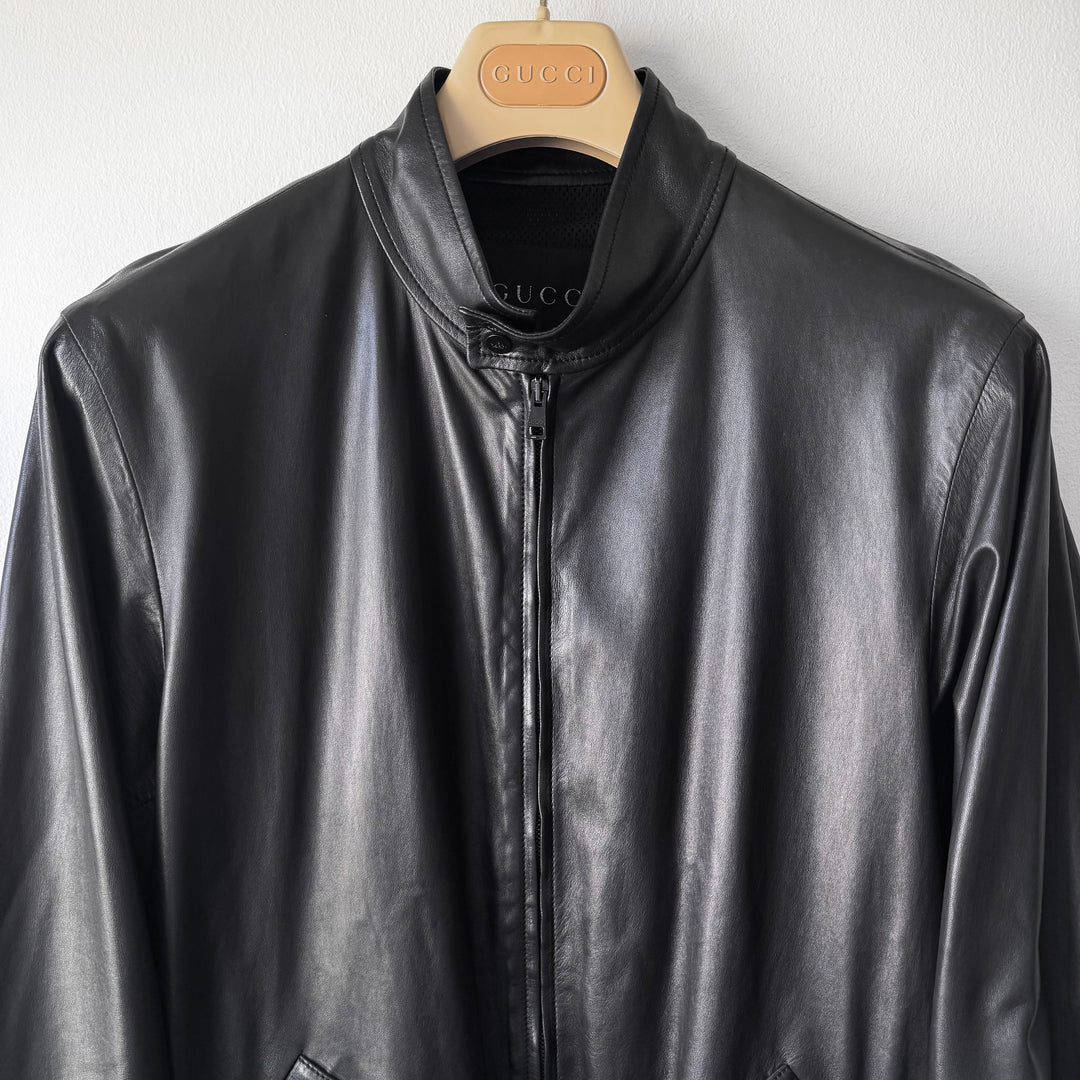 Gucci By Tom Ford SS1999 Black Cropped Lamb Leather Blouson Jacket