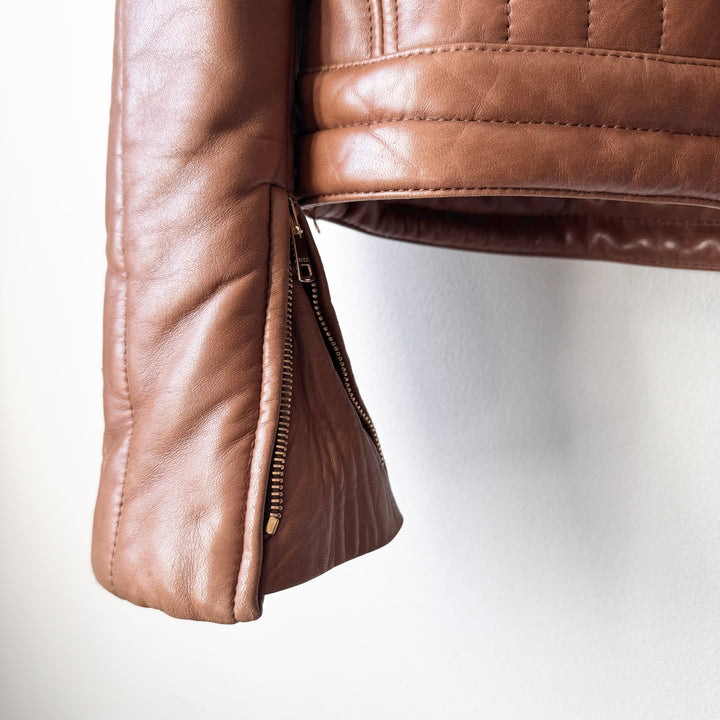Gucci By Tom Ford FW2000 Brown Quilted Padded Moto Biker Leather Jacket