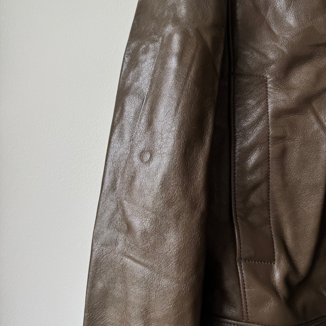 Lemaire Cropped Glazed Cow Leather Blouson Jacket