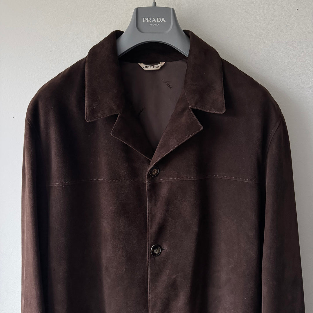 Hermes 2000's Brown Suede Deer Leather Short Coat