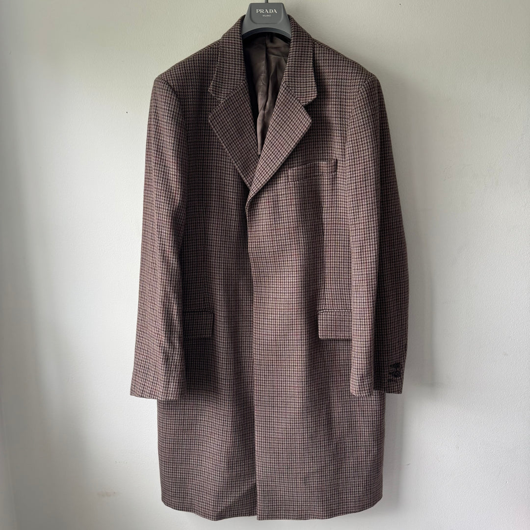 AW2000 Martin Margiela Checkered Houndstooth Wool Button-Up Overcoat