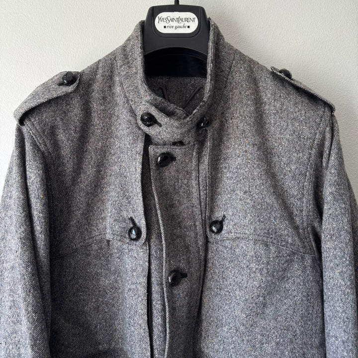 Yves Saint Laurent Rive Gauche FW2006 Gray Wool/Silk Belted Military Jacket