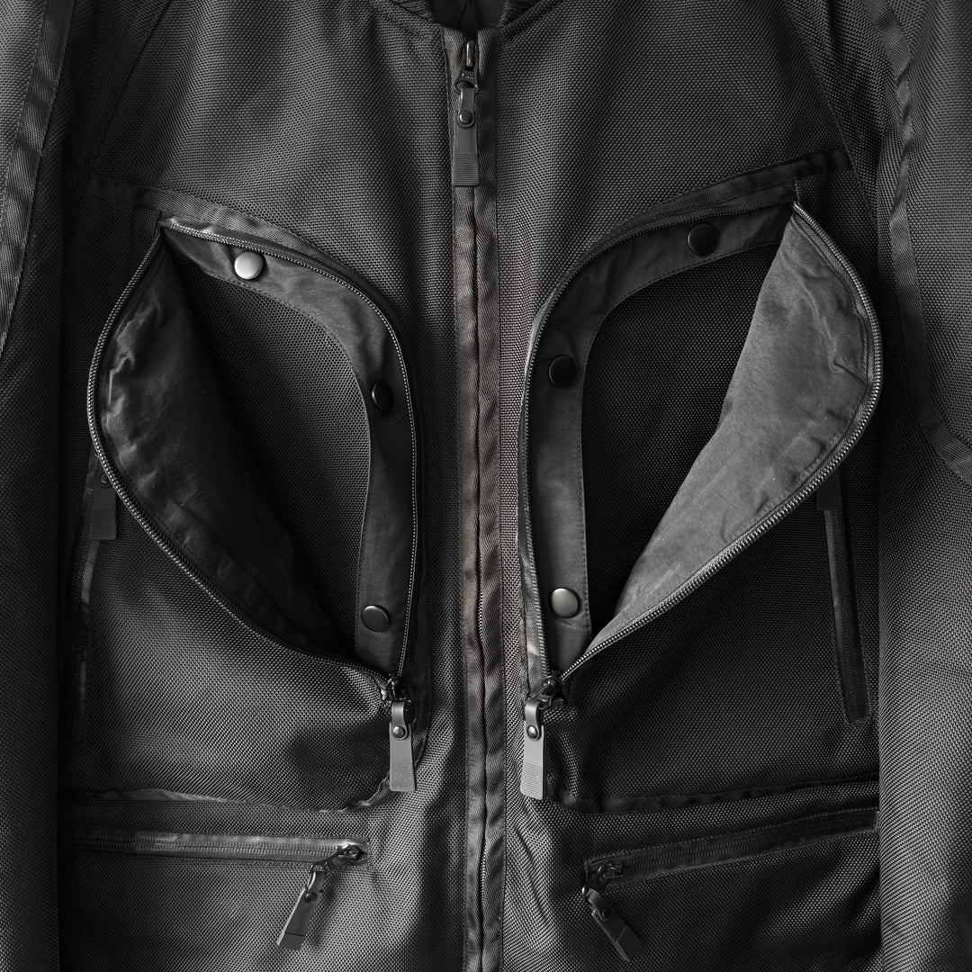 Issey Miyake AW2000 Black Ballistic Nylon X-Ray Cargo Bomber Jacket