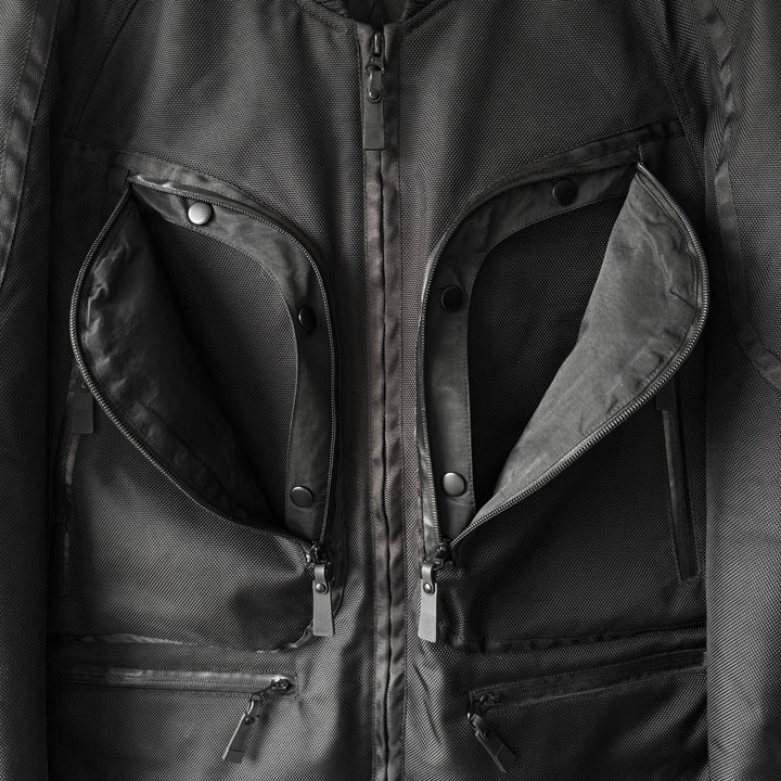 Issey Miyake AW2000 Black Ballistic Nylon X-Ray Cargo Bomber Jacket