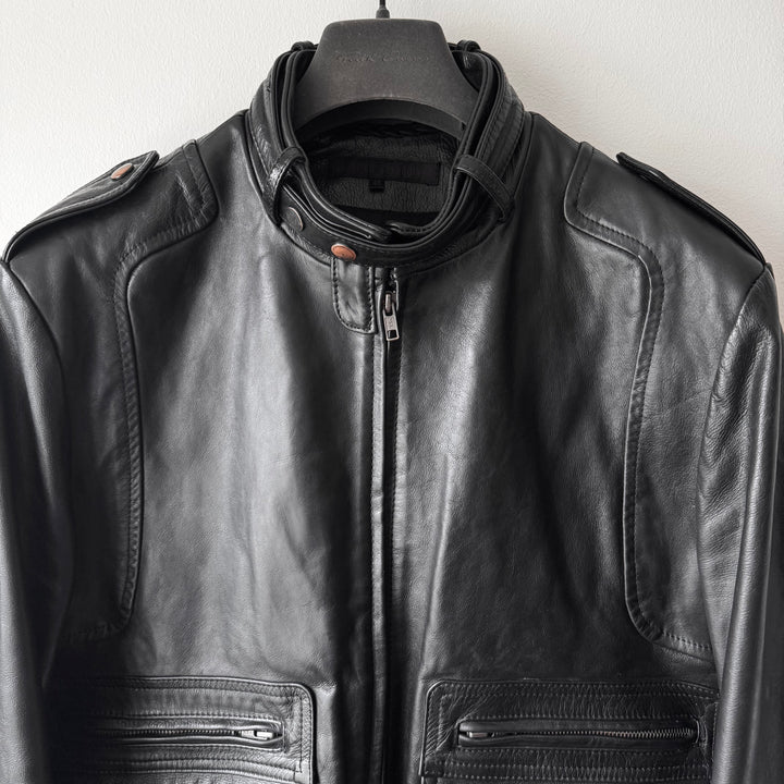 Veronique Branquinho FW2005 Black Moto Style Leather Bomber Jacket
