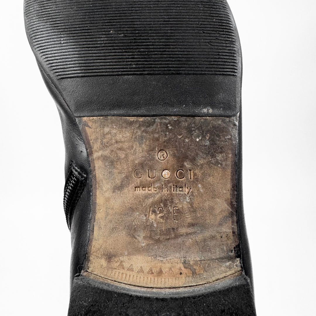 Gucci 2000's Buckled Beatle Ankle Leather Boots