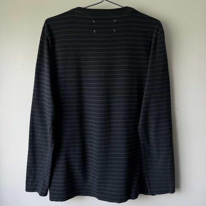 SS2000 Martin Margiela Navy Striped Cotton Jersey Long Sleeve T-Shirt