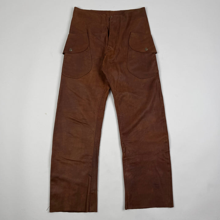 AW2001 Martin Margiela Raw Cowhide Brown Leather McQueen Cargo Pants