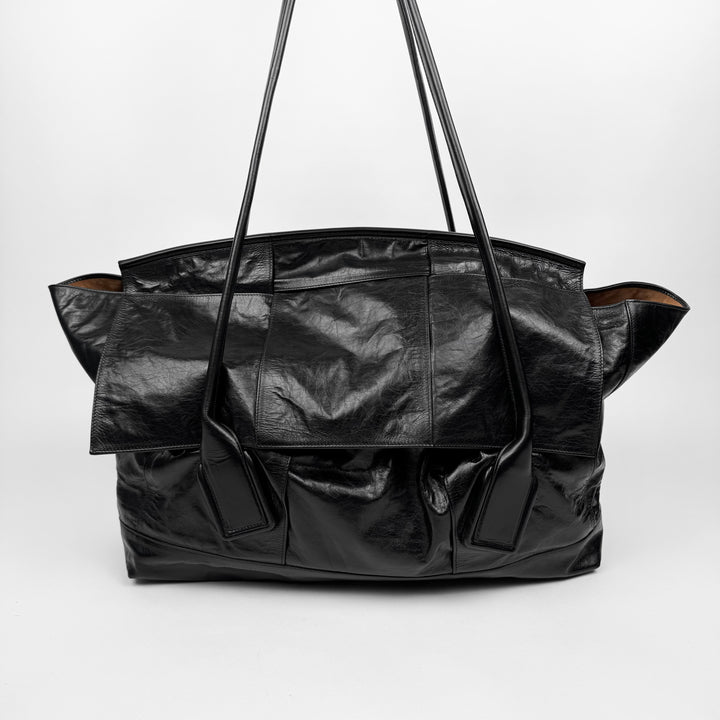 Bottega Venetta 2020 Black Arco Maxi Intrecciato Slouch Tote Weekender Bag
