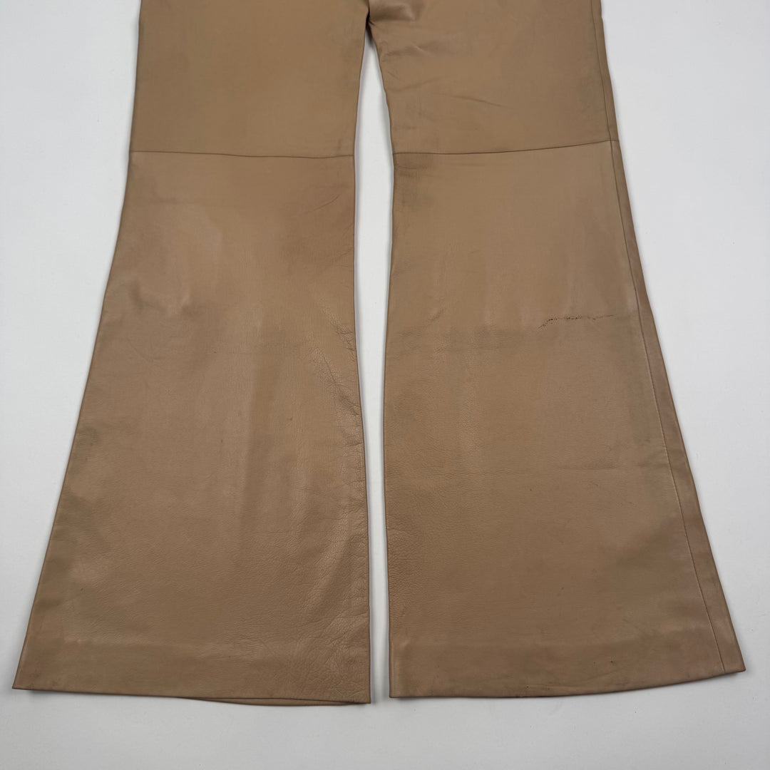 Gucci By Tom Ford SS2000 Beige Flared Bootcut Leather Pants