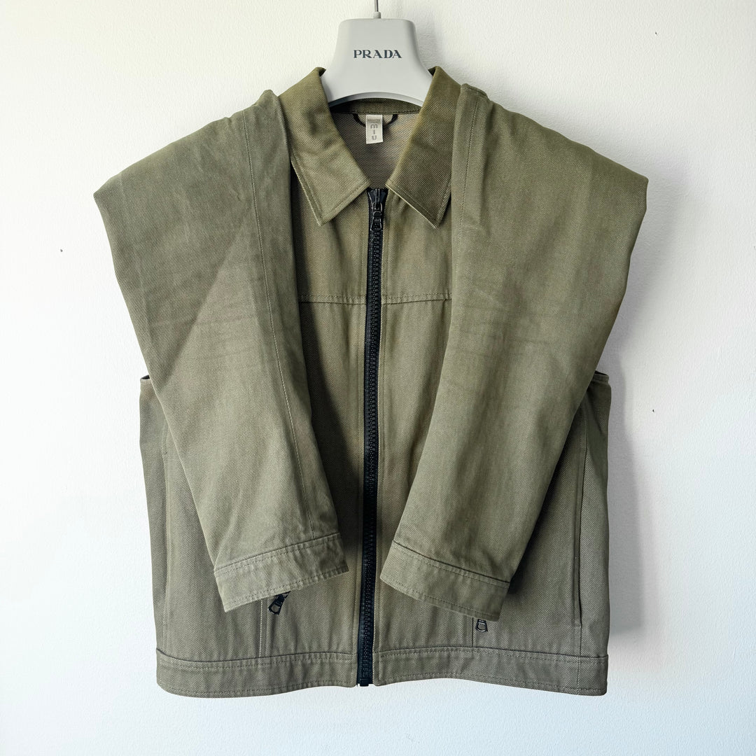 Miu Miu SS2000 Green Cotton Cropped Zip-Up Modular Denim Jacket