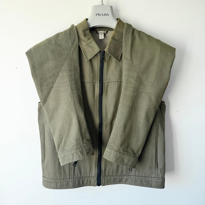Miu Miu SS2000 Green Cotton Cropped Zip-Up Modular Denim Jacket