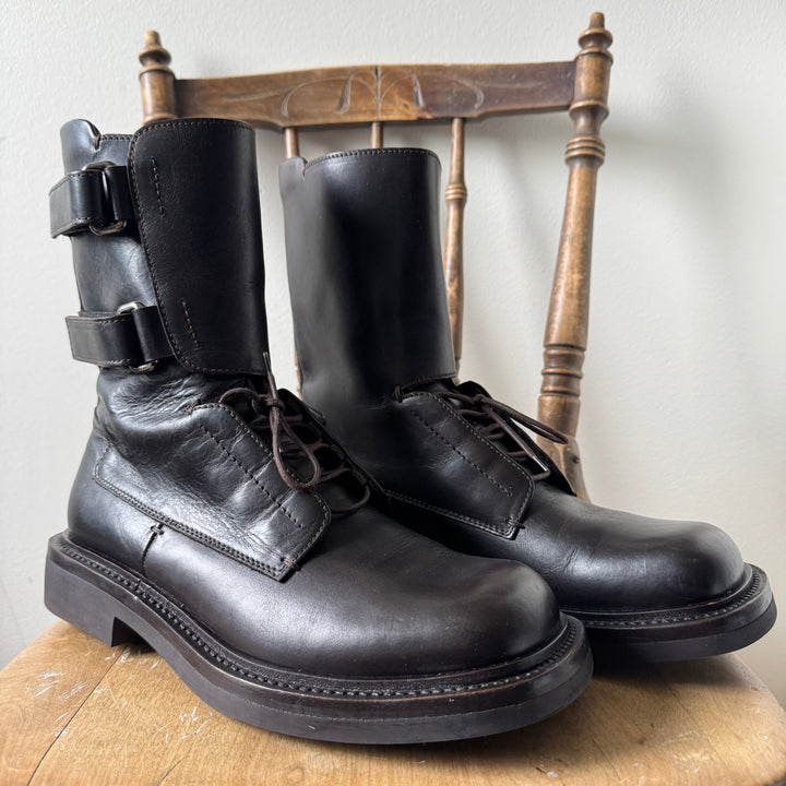 Prada FW1999 Brown Army/Military Velcro Strap Leather Boots
