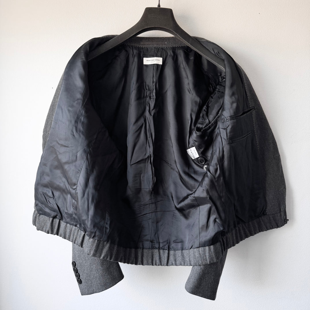 Dries Van Noten FW2007 Gray Cropped Wool Blazer Jacket