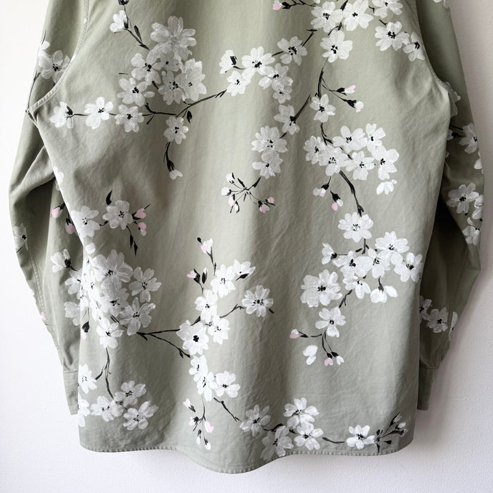Gucci By Tom Ford SS2003 Cotton Hand Painted Floral Cherry Blossom Military Shirt
