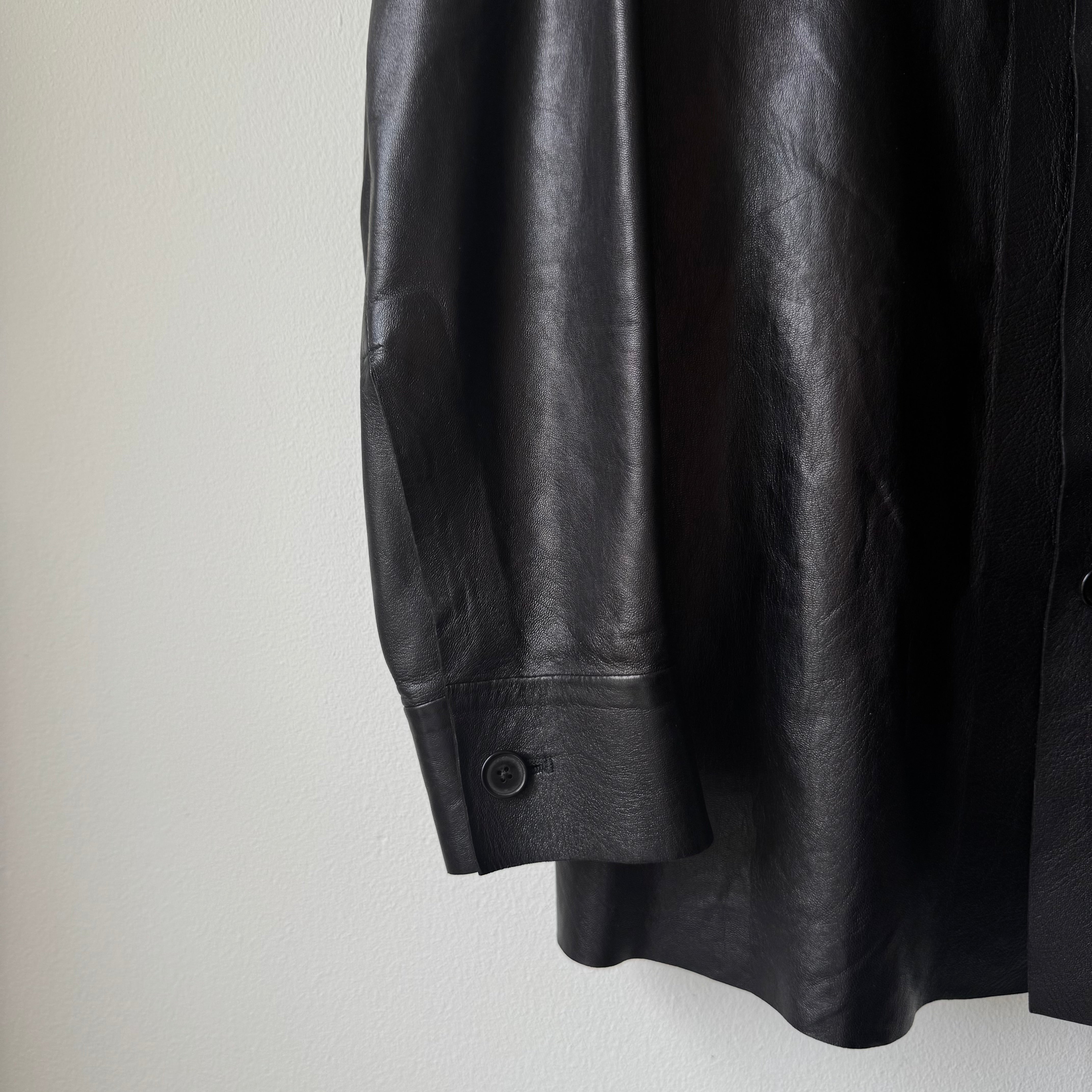 Hermes 2000's Unlined Black Lamb Leather Shirt Jacket