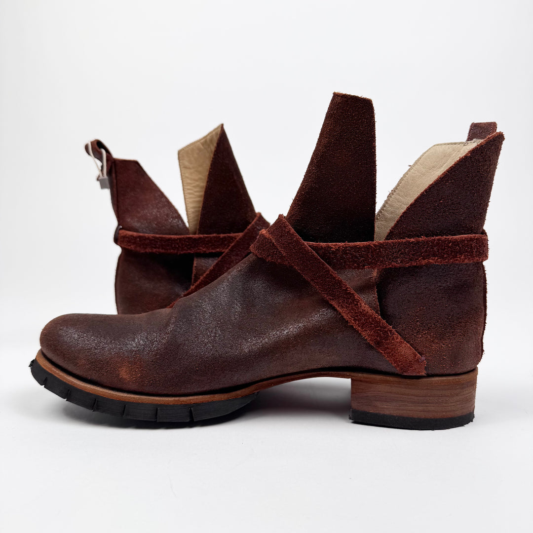 M.A+ Red Bison Leather Buckle Jodhpur Boots w/ Box & Soles
