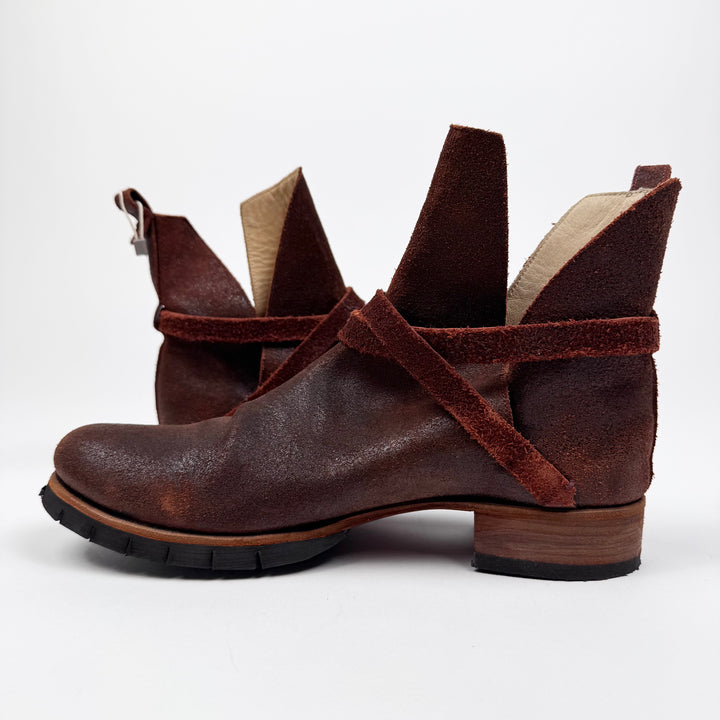 M.A+ Red Bison Leather Buckle Jodhpur Boots w/ Box & Soles