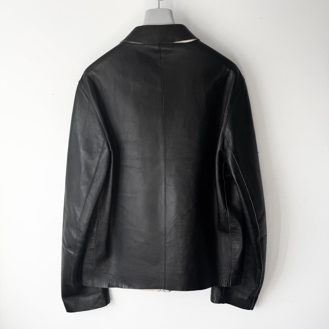 Prada FW2000 Black/White Zip Blouson Leather Jacket