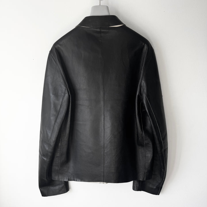 Prada FW2000 Black/White Zip Blouson Leather Jacket
