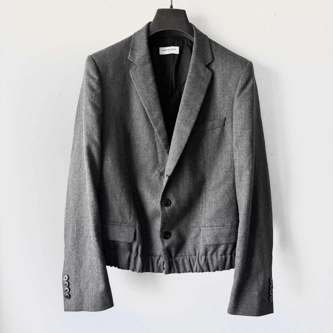 Dries Van Noten FW2007 Gray Cropped Wool Blazer Jacket