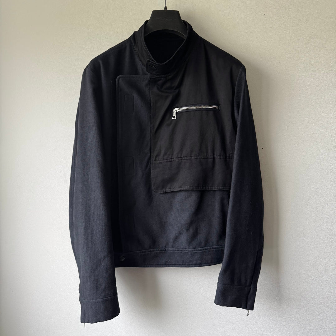 Dries Van Noten SS2013 Navy Cotton Velcro Cropped Café Racer Jacket