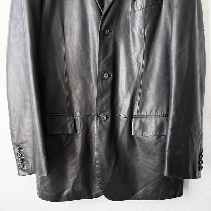 Jil Sander 2000’s Black Lamb Leather Blazer Jacket