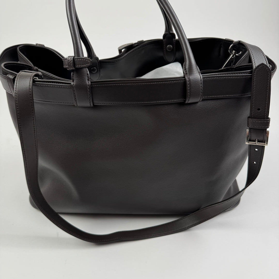 Prada FW2024 Dark Brown Nappa Calf Leather Buckle Belt Bag