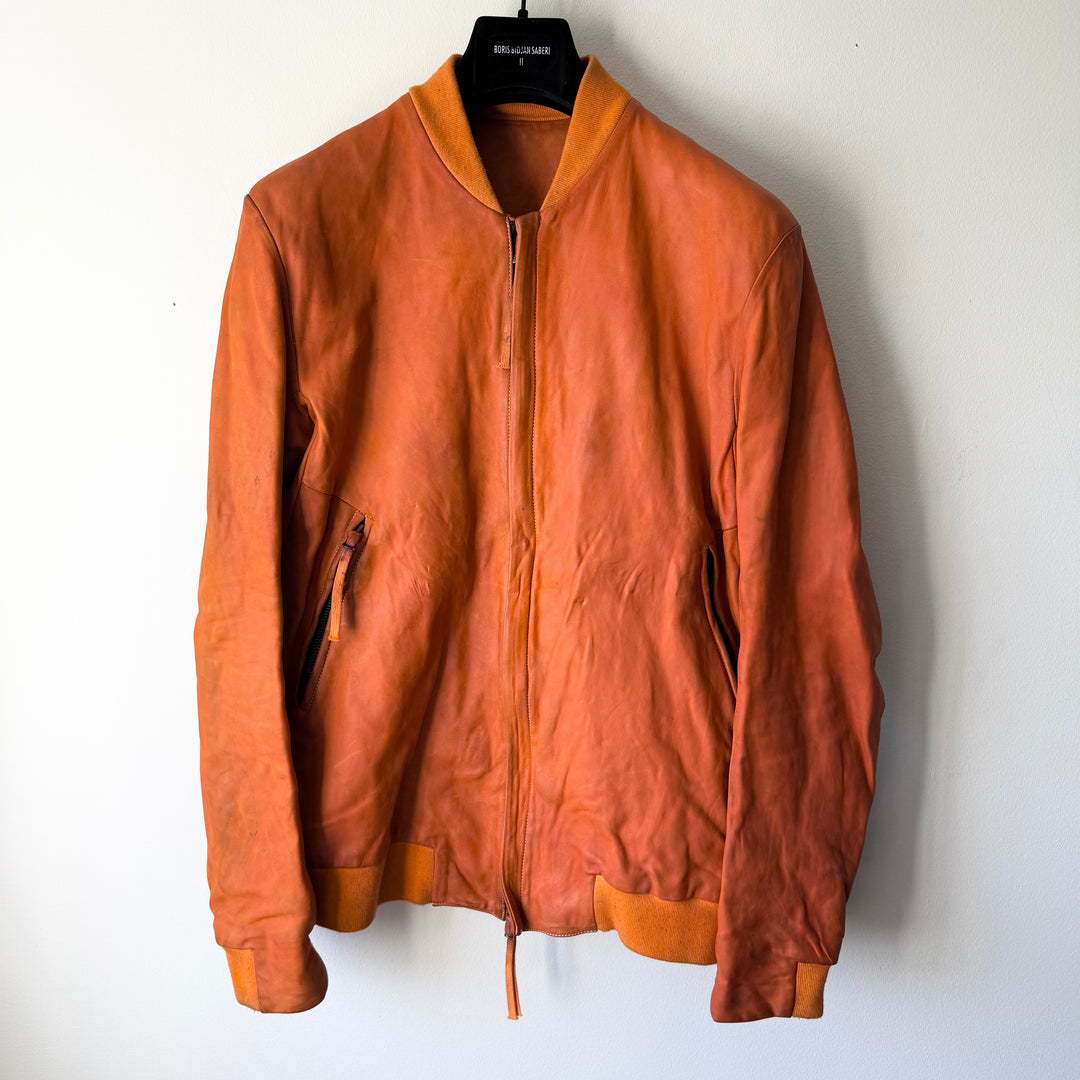 Boris Bidjan Saberi SS2018 Orange Horse Leather J3-F2424M Bomber Jacket