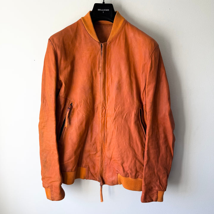 Boris Bidjan Saberi SS2018 Orange Horse Leather J3-F2424M Bomber Jacket