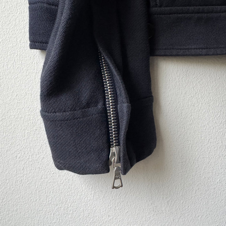 Dries Van Noten SS2013 Navy Cotton Velcro Cropped Café Racer Jacket