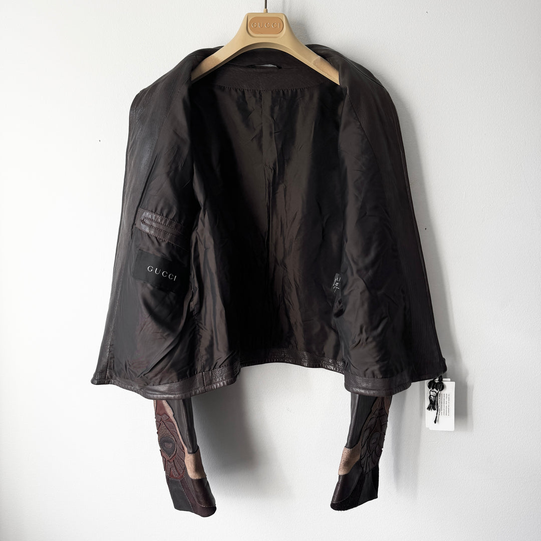 Gucci By Tom Ford SS2004 Brown Patchwork Western Leather Jacket