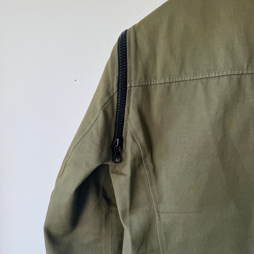 Miu Miu SS2000 Green Cotton Cropped Zip-Up Modular Denim Jacket