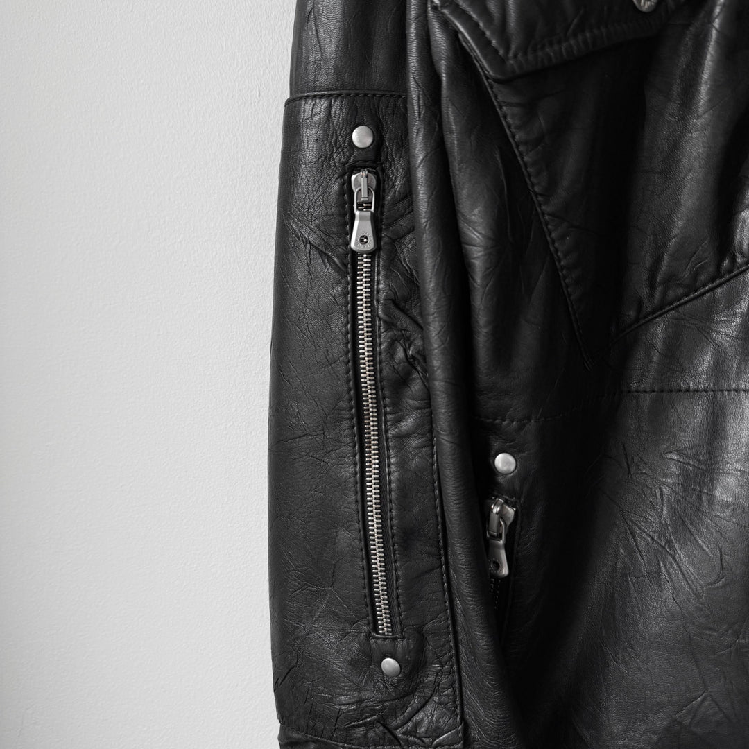 Dolce & Gabbana SS2004 Black Multi-Zip Runway Sheep Leather Jacket
