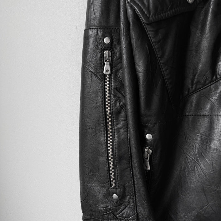 Dolce & Gabbana SS2004 Black Multi-Zip Runway Sheep Leather Jacket