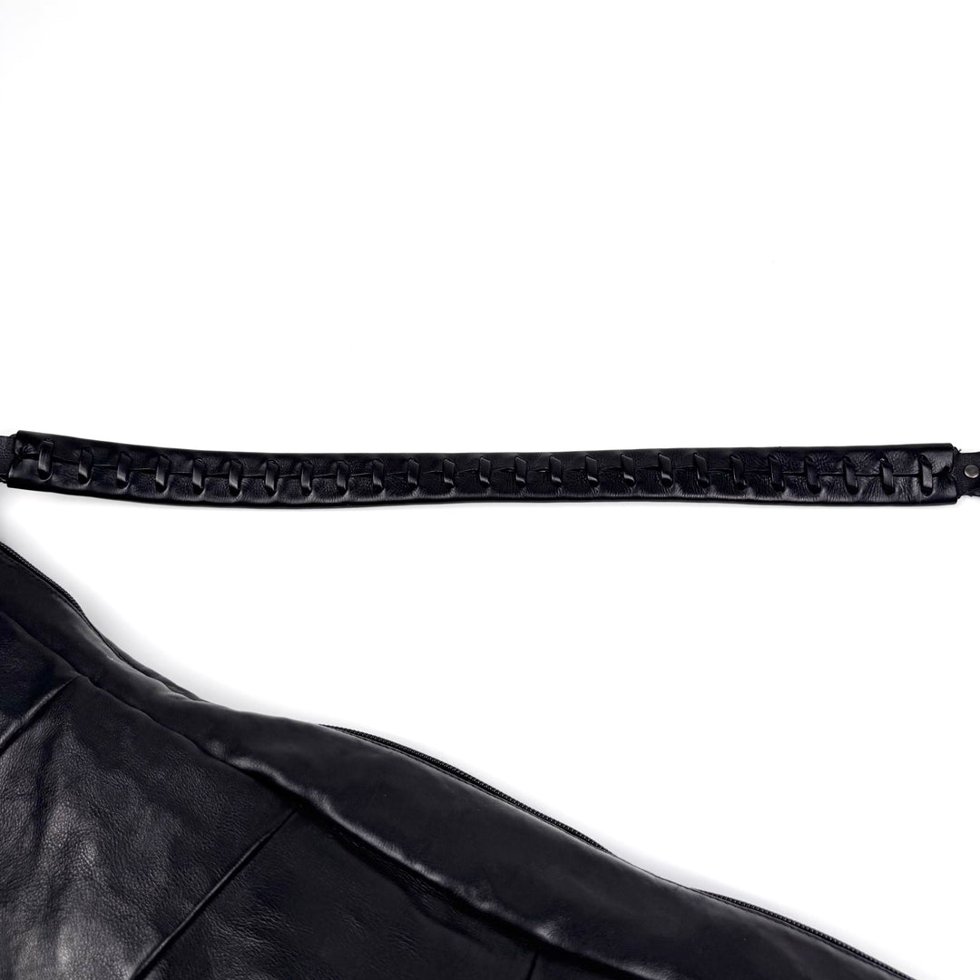Yves Saint Laurent Rive Gauche SS2002 Black XL Mombasa Leather Croissant Crossbody Bag