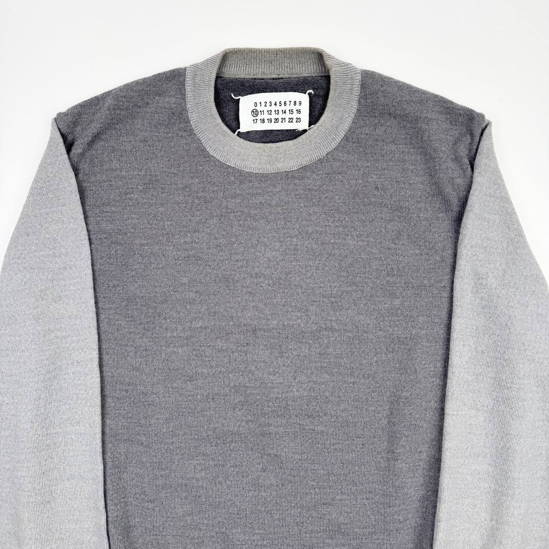 AW2008 Martin Margiela Gray Contrast Wool Knit Pullover Sweater
