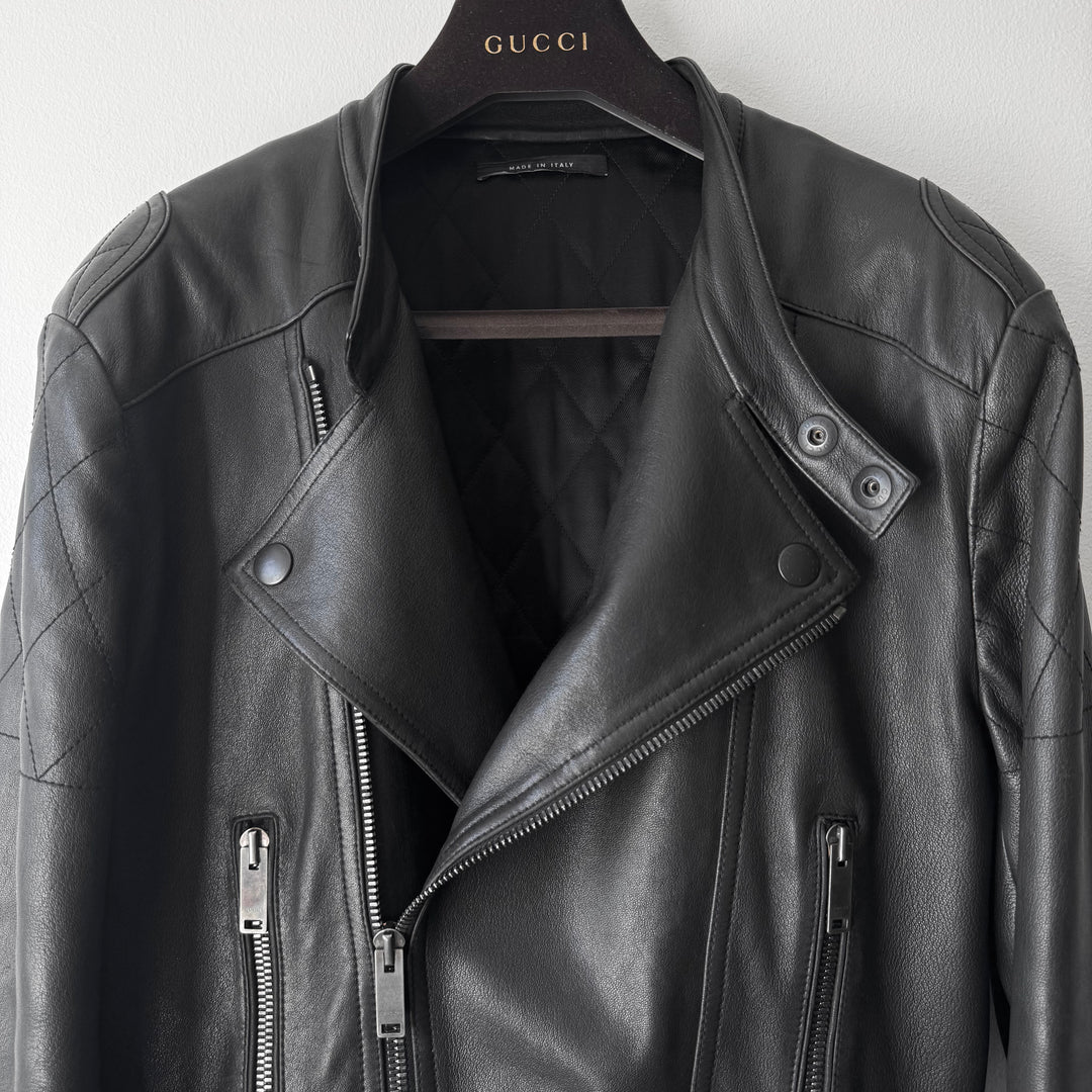 Gucci FW2006 Black Lamb Leather Biker Moto Jacket