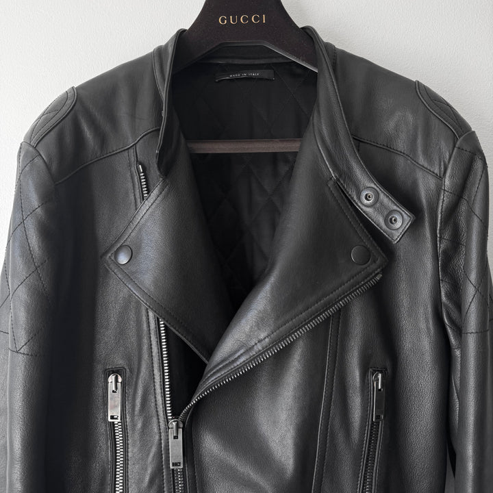 Gucci FW2006 Black Lamb Leather Biker Moto Jacket