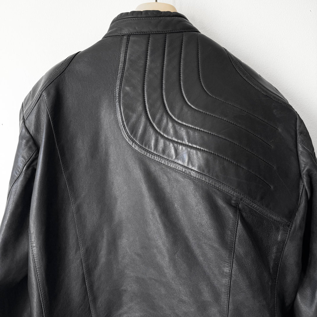 Gucci By Tom Ford FW2000 Black Spiral Lamb Leather Café Racer Jacket