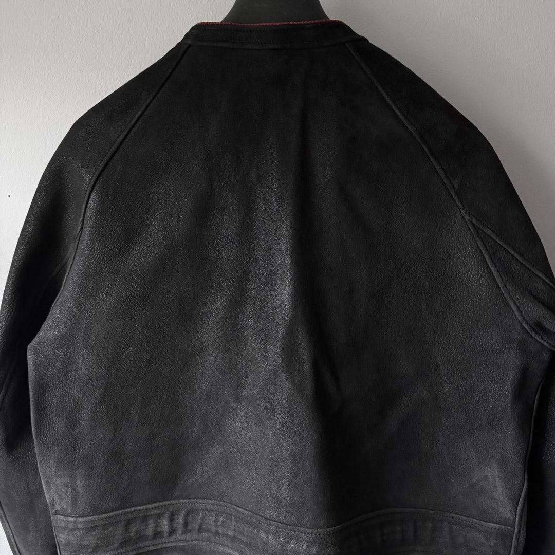 Gucci By Tom Ford SS2003 Vintage Effect Black Reverse Leather Café Racer Jacket