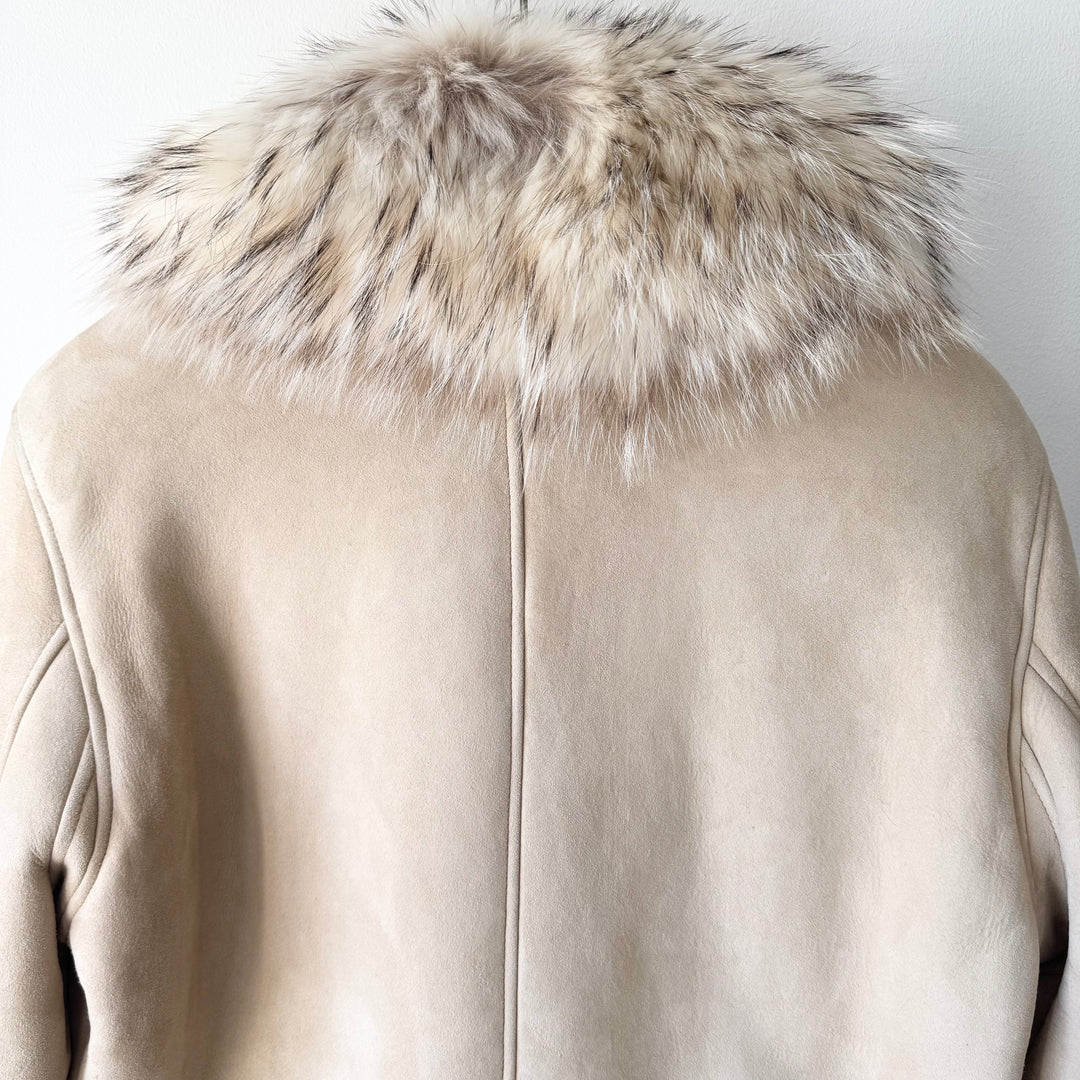 Gucci By Tom Ford 2000's Fox Fur Collar Shearling Leather Bomber Jacket