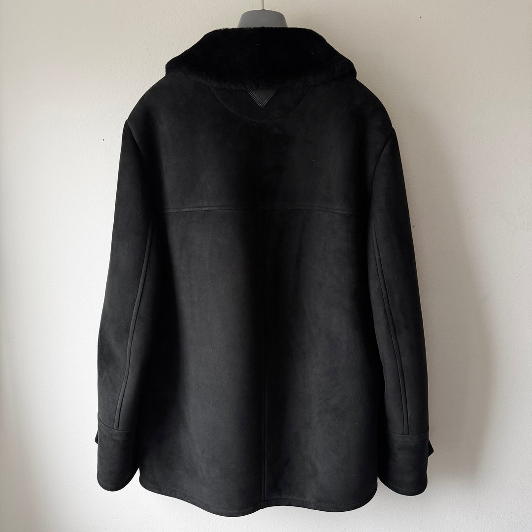 Prada FW2023 Black Lamb Shearling Leather Short Coat