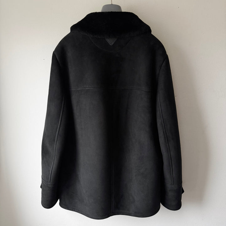 Prada FW2023 Black Lamb Shearling Leather Short Coat