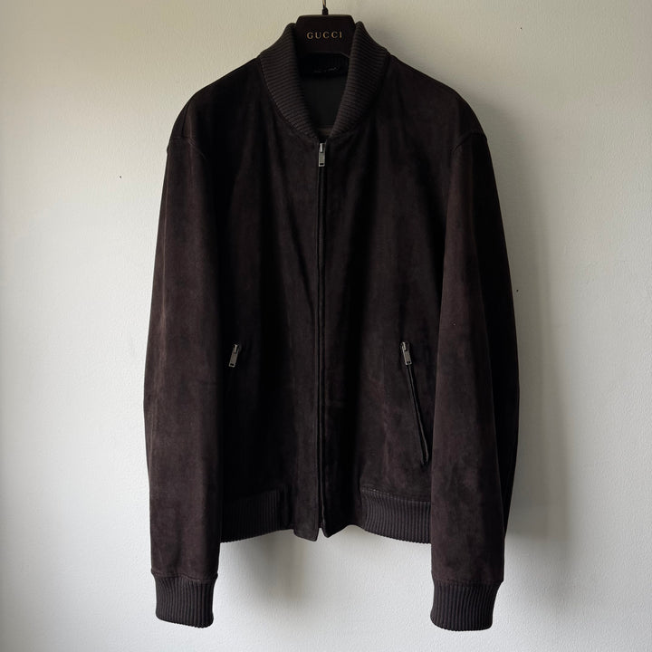Gucci By Tom Ford 2000’s Brown Reverse Leather Suede Bomber Jacket