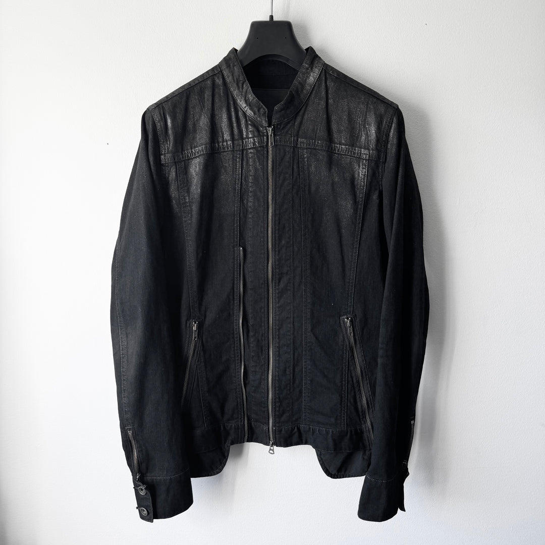 LGB Black Cotton Waxed Denim Back-Zip Jacket